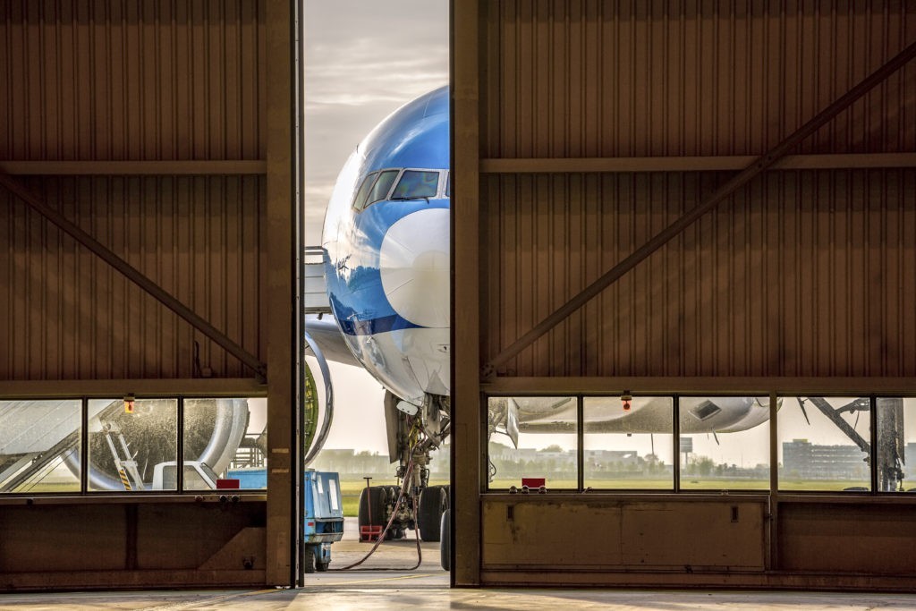 Aircraft Hangar Interior Half Opened