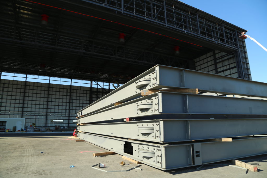 Rolling Hangar Door System Panels Ready for Installation