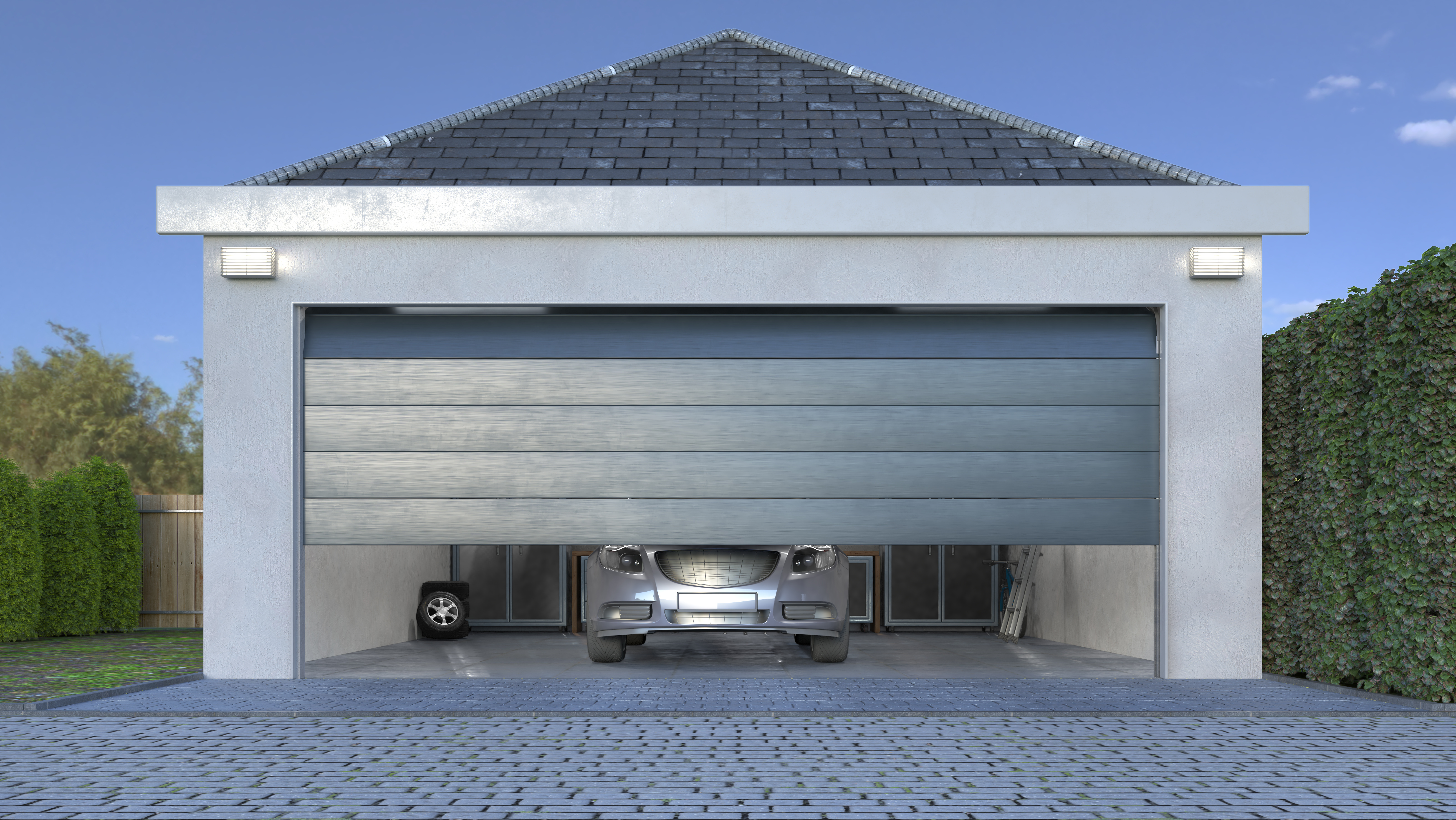 3D Mockup of Residential Hangar Door Opening