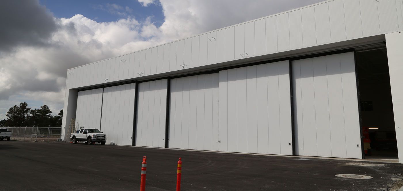 Exterior of Rolling Hangar Door System for Embraer Delivery Center