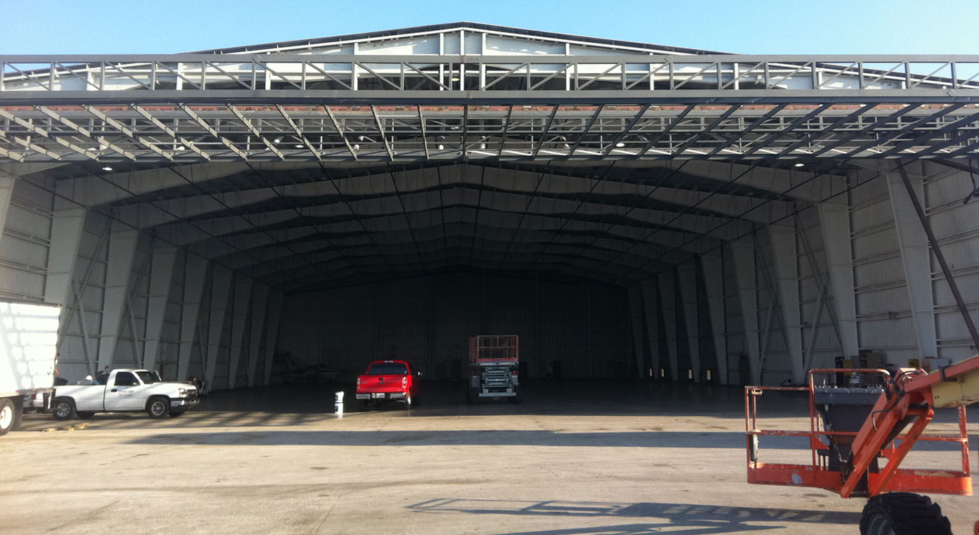 Hydraulic Hangar Door System Construction Opened