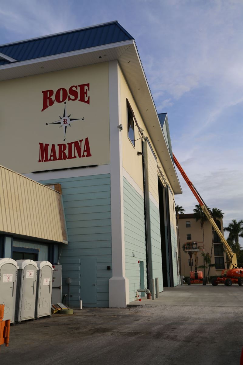 Exterior of Rose Marina Hangar and Rolling Hangar Door System in Marco Island, Florida